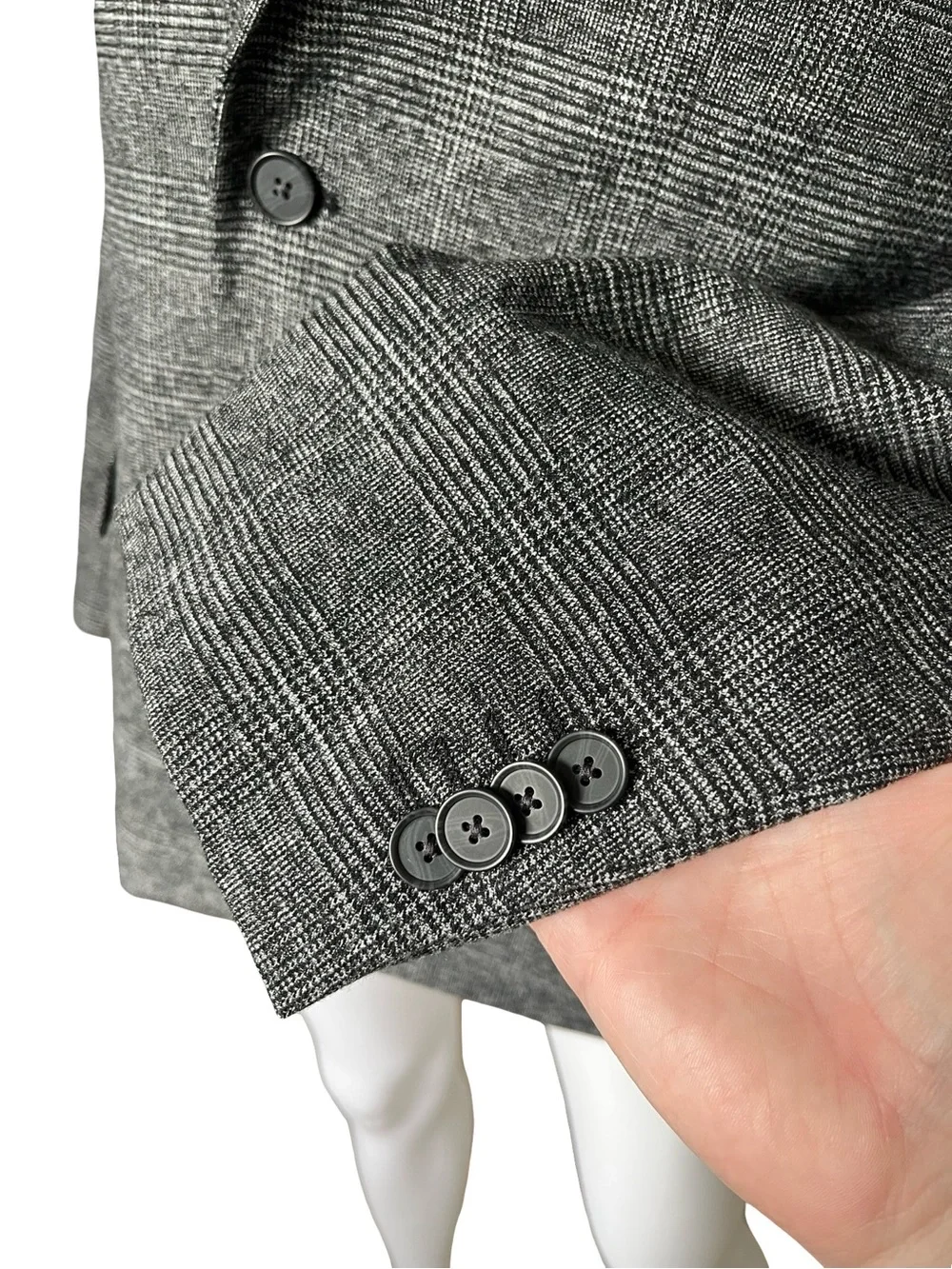 Banana Republic Factory Three Piece Suit Gray Plaid Neutral Academia Mens